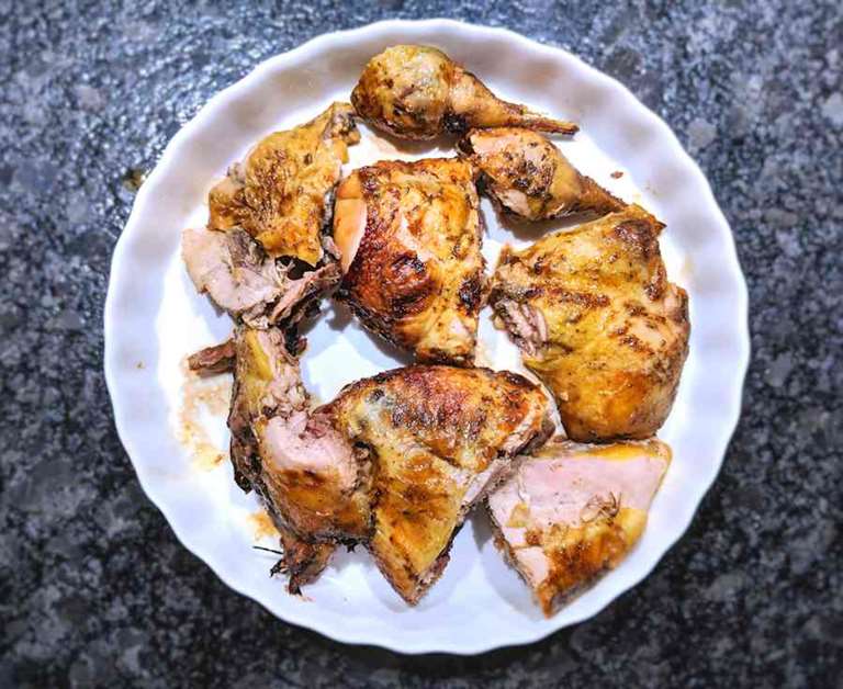 Roast Pheasant With Sprouts And Spinach Mushrooms Recipe